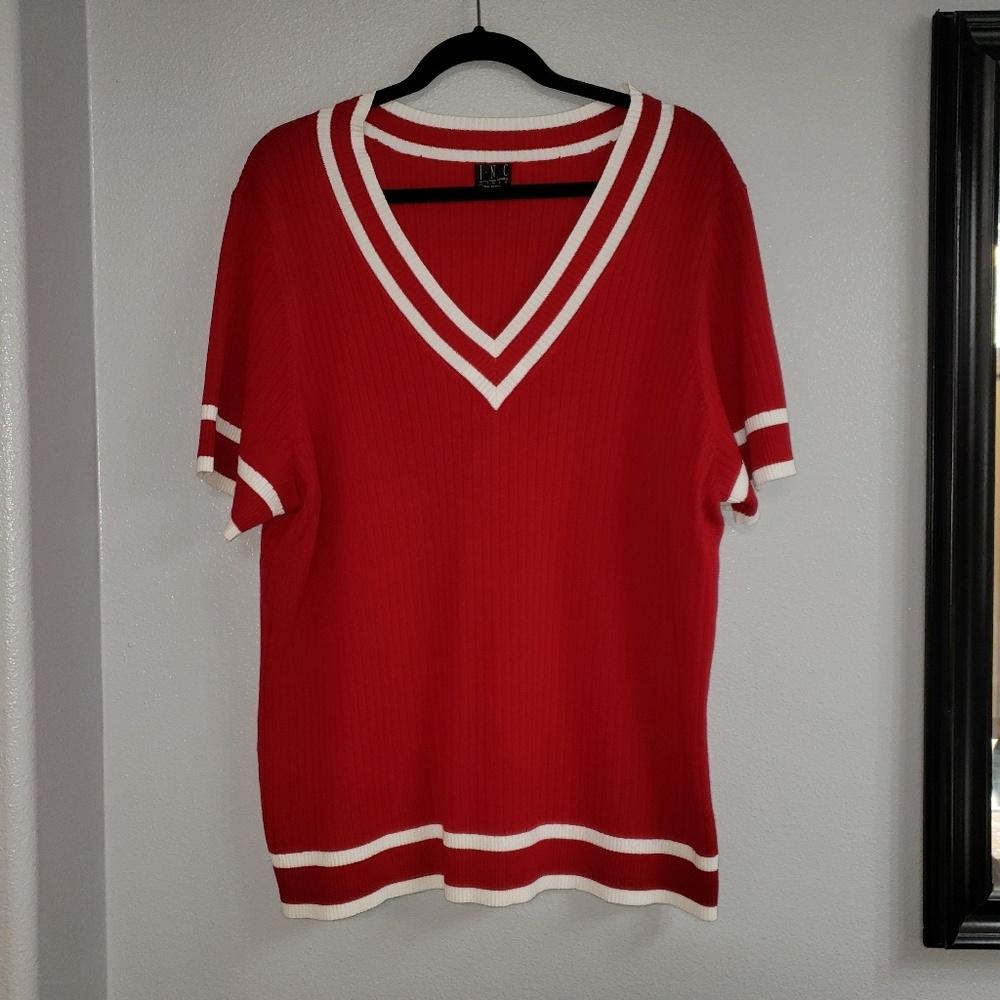 ❤️INC❤️Red and white sweater